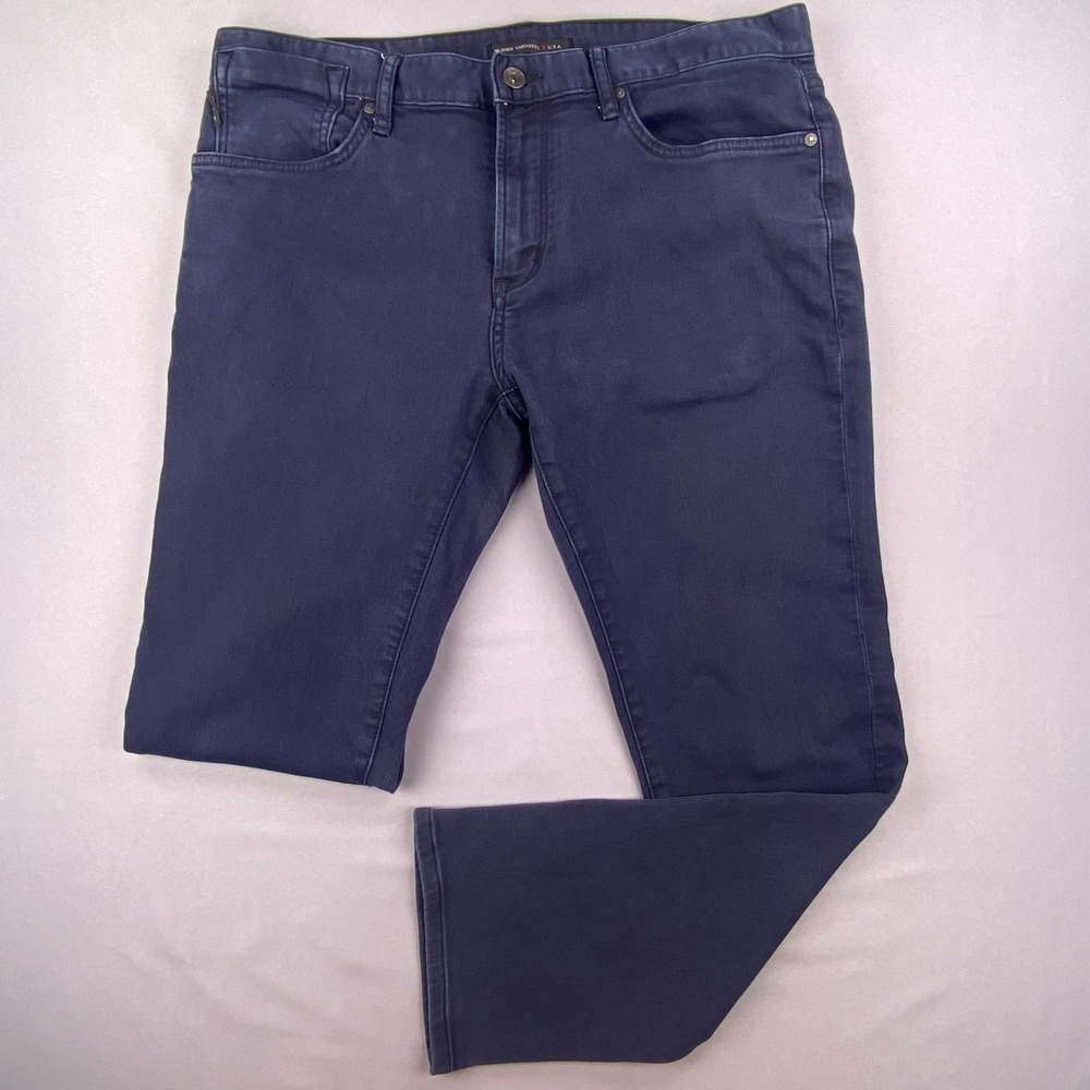 John Varvatos USA Bowery Slim Straight Pants Mens 36 Blue Cotton Blend Casual
